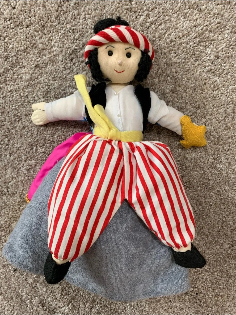 Aladdin Gypsy Topsy Turvy Puppet 3 in 1 Vintage Folk Art Plush Doll Handmade